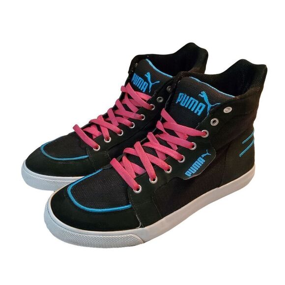 Puma Hooper High Tops Sneakers. Black/Teal/Pink. Size 11 - Picture 6 of 12